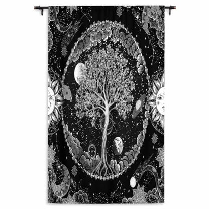 HMS Happy Memories Door Curtain, Tree of Life, 52"x84", 1 Panel - color: Black Tree