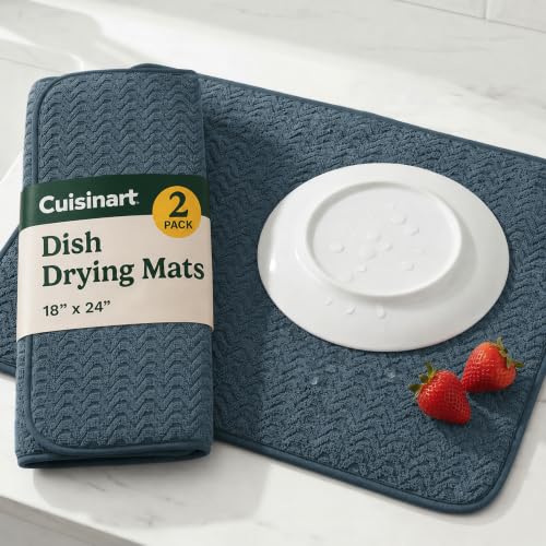 Cuisinart Dish Drying Mat for Kitchen Counter, 2-Pack XL 18"x24" - color: Geostripe Blue