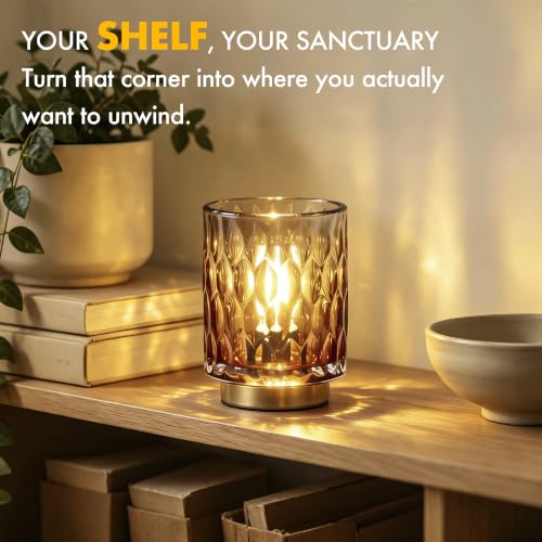 Battery Operated Table Lamp,Cordless Small Decorative Lamp,Amber Gradient - color: Crystal-Amber