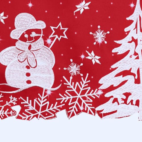Grelucgo Embroidered Snowman Rod Pocket Kitchen Window Curtains Valance 58×14 Inches for Christmas Holidays (Snowman A) - color: Snowman a