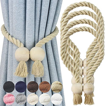 Magnetic Curtain Tiebacks Decorative Tie Back Drapes Holdbacks Nieffeiy - color: Dark Beige