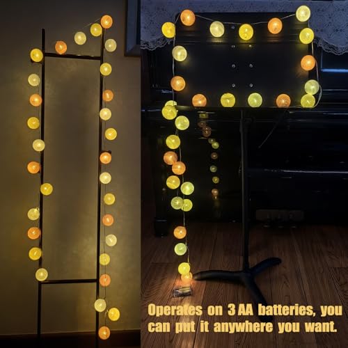 3M/10Ft 30 Yellow Orange White Ball LED Battery Operated String Fairy Light - color: Yellow Ornage