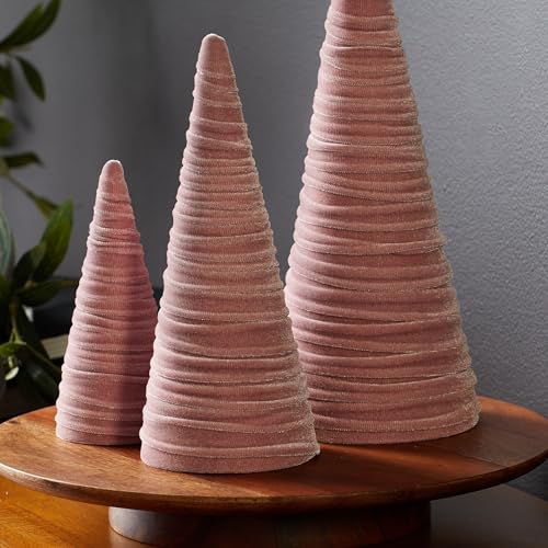 Your Heart's Content Blush Velvet Trees Set of 3 (Blush) - color: Blush