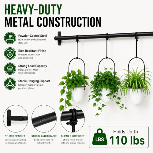 Adjustable Hanging Window Planter with 4 Pots, Space Saving Indoor Herb Garden Plant Hanger, Metal Vertical Plant Rack for Kitchen, Balcony & Home Deco41in-4 Flower pots - size: 41in-4 flower pots