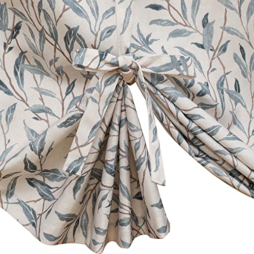 VOGOL Country Leaf Print Balloon Shade, 42 x 63, 1 Panel, Blue - color: Blue, size: 42"W x 63"L (Pack of 1)