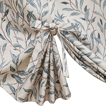 VOGOL Country Leaf Print Balloon Shade, 42 x 63, 1 Panel, Blue - color: Blue, size: 42"W x 63"L (Pack of 1)