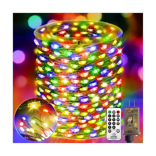 KNONEW 532FT 1600LED Green Wire Outdoor Fairy Lights Plug in Multicolor - color: Multicolor, size: 532FT 1600 LED Green Wire