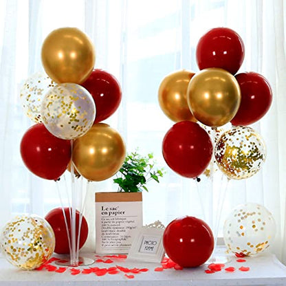 ZJDHPTY 4Set Red Gold Balloon Stand Table Centerpieces Party Decor - color: Red Gold 4