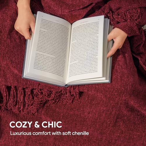 RECYCO Chenille Christmas Throw Blanket for Couch, 50"x60", Christmas Red - color: Red, size: 50'' X 60''