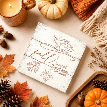 Fall is Proof That Change is Beautiful Sign | Minimal Leaf Wall Art - color: FALL27
