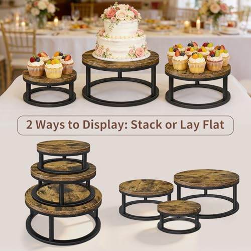 3 Pack Round Cake Stand Set, 8/10/12 Inch Rustic Cupcake Pedestal Stands - size: 3 Pack