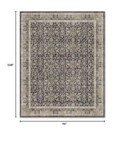 Washable 8x10 Area Rugs for Living Room Bedroom, Charcoal/Taupe - color: Charcoal/Taupe, size: 8' x 10' (Rectangular)