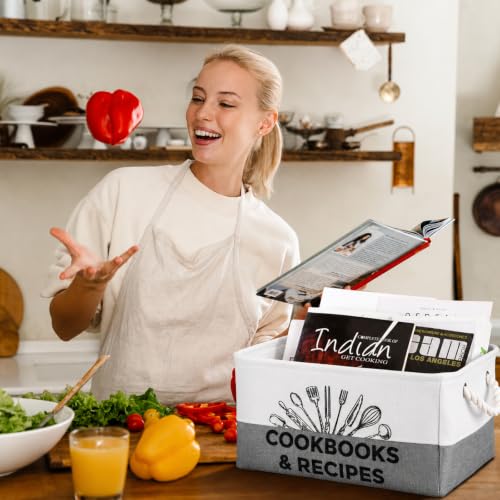 Marsui 1 Pcs Cookbook & Recipe Book Basket Cook Lover Gifts, White Gray - color: White Gray, size: Cookbook