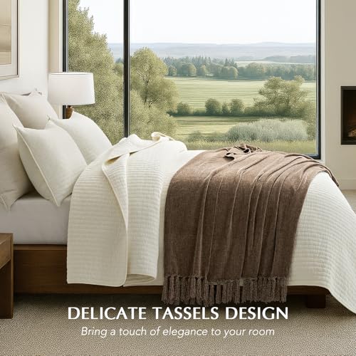 EverGrace Chenille Knit Throw Blanket for Couch, 50"x60", Mocha Brown - color: Mocha Brown, size: 50"x60"