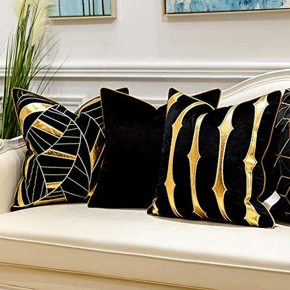 Avigers Throw Pillow Cover 20 x 20 Inch, Black Gold, Velvet, Hidden Zipper - color: Black, Gold, size: 20" x 20" (Pack of 1)