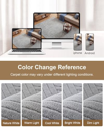 Carvapet 5x7 Area Rug Grey Modern Swirl Pattern Washable Carpet - color: Yarn Light Gray, size: 5' x 7' Rectangular