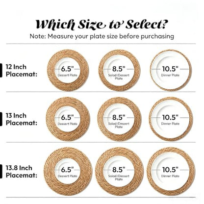 13.8" Round Woven Placemats Set of 8, Heat Resistant Plate Chargers - size: 13.8 Inch Set of 8