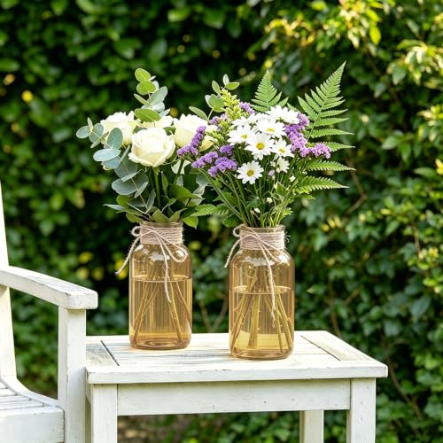 6Pack Mason Jars for Centerpiece Glass Flower Bud Vase Gold Vases - color: Gold