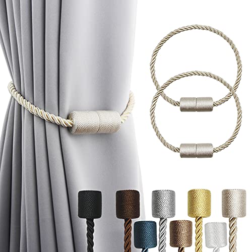 Magnetic Curtain Tiebacks Holdbacks Decorative Tie Backs for Windows Porlau - color: Beige