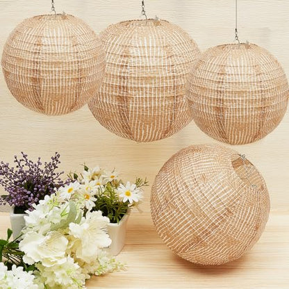 Hortsun 12 Pcs Print Burlap Paper Lanterns Classroom Decor,8/10 Inch - size: 8/10 Inch