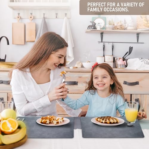 UnivoColors Placemats,Heat Resistant Placemats Set of 4 Washable 12 x 17 Inch,Waterproof Table Mats,Wipeable Pu Place Mats for Kitchen,Dining Room.(Green+Beige+Blue Grey+Grey) - color: Green+beige+blue Grey+grey