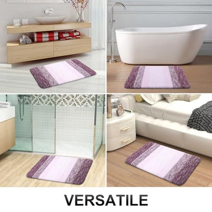 OLANLY Small Bathroom Rugs 24x16, Extra Soft Absorbent Microfiber Bath Rugs - color: Mauve, size: 24" X 16"