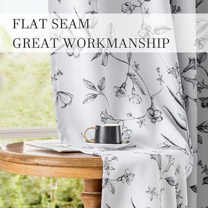 ChrisDowa 100% Blackout Floral Curtains 63 Inches Long 2 Panels,Black - color: Black, size: 52"W x 63"L (Pack of 2)