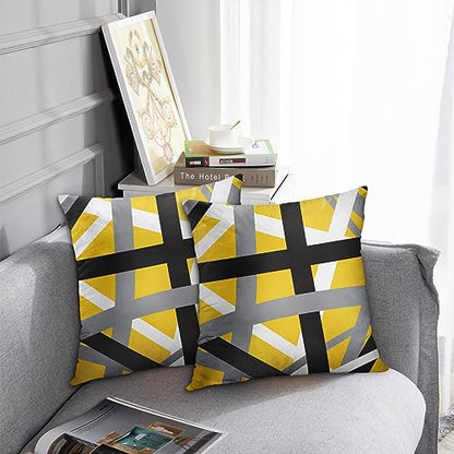 Emvency Throw Pillow Covers Set of 2, 16 x 16 Inch, Striped Retro Yellow - color: Yellow, size: 16" x 16" (Pack of 2)