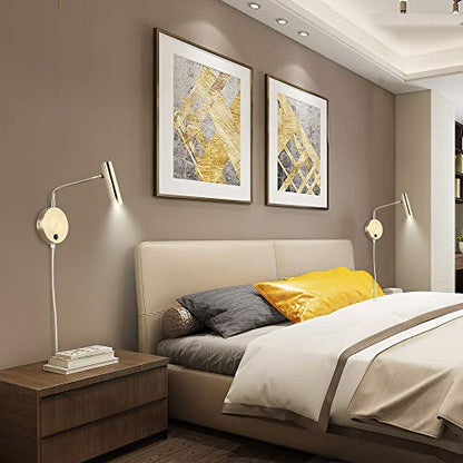 Joossnwell Wall Lamps that Plug in, Bronze Metal Industrial Wall Spotlight with Switch on Off for Home Bedside Lighting Fixtures Warm White 3000K 1 Pack - color: Bronze-Plug