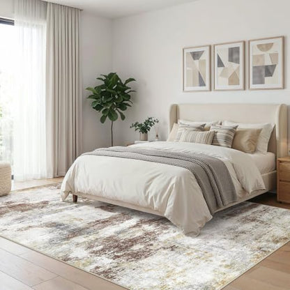 6X9 Area Rugs Washable Soft Modern Abstract Non-Slip Rug for Living Room - color: Red Brown, size: 6' x 9' (Rectangular)