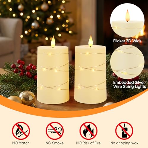 Raycare Ivory Battery Operated Flameless Pillar Candles with Remote Timer - color: 2pc-Ivory