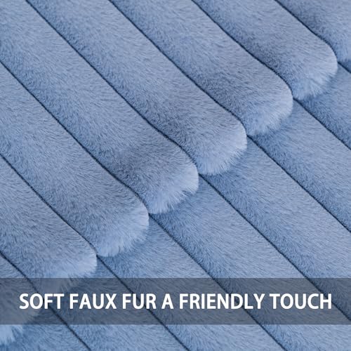 Aegero Pack of 2 Faux Fur Christmas Throw Pillow Covers 18x18 Inch, Blue - color: Blue, size: 18" x 18" (Pack of 2)