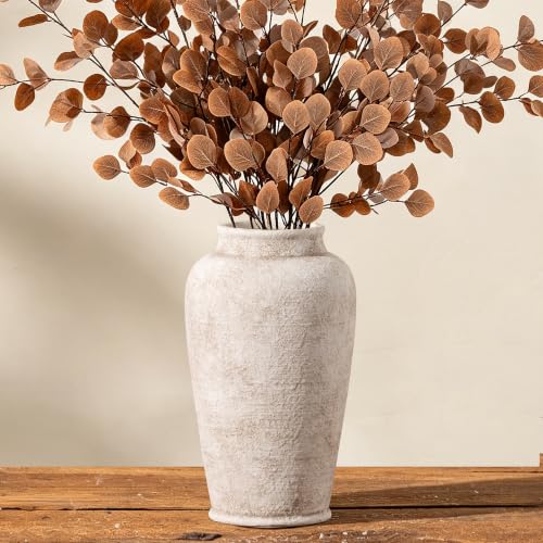Ceramic Large Flower Vase, Rustic Vase Tall Farmhouse Decorative Vase Floral Pottery Vases for Home Decor Table Living Room Entryway Mantel Bedroom Bathroom Kitchen - 11" D - color: 11"- D