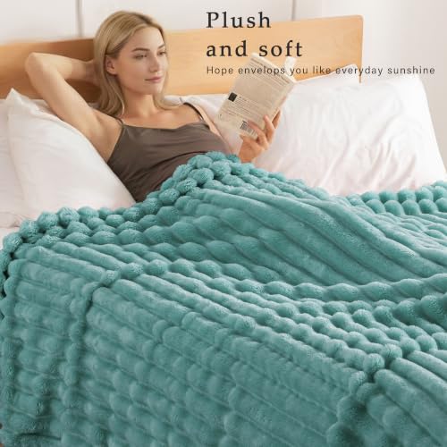 Exclusivo Mezcla Striped Twin Size Fleece Blanket for Bed, Couch, 60"x80" - color: Celadon, size: Twin ( 60x80 IN )