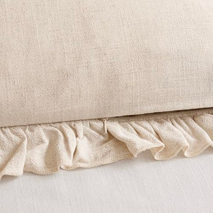 Foindtower Linen Fringe Ruffle Throw Pillow Covers 18×18 Inch Natural Beige - color: Natural Beige, size: 18" x 18" (Pack of 2)