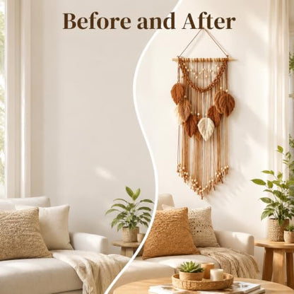 HLiikuikin Leaf Macrame Wall Hanging Boho Tapestry Wall Decor