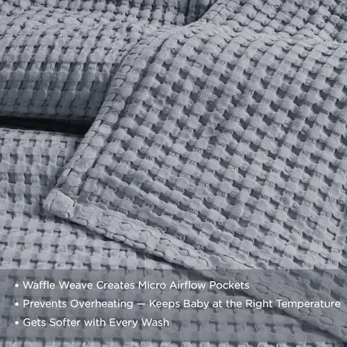 Threadmill Waffle Swaddle Blanket, Rayon Derived from Bamboo,Scottish Grey - color: Scottish Grey, size: Swaddle (41" x 37")