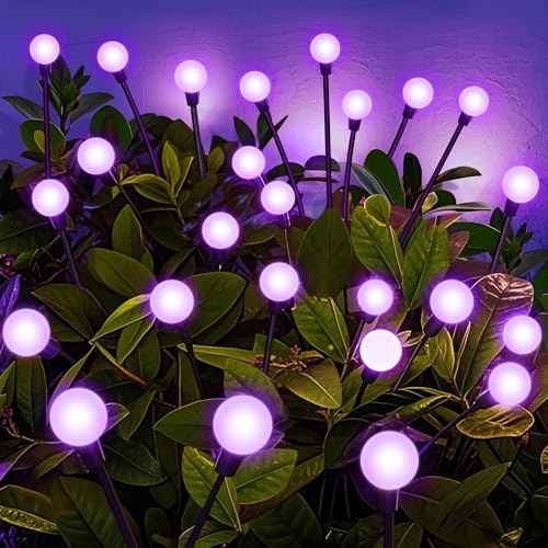 Solar Garden Lights Outdoor Waterproof, Swaying Firefly Light, Garden Decor - color: Purple, size: 4 Pack