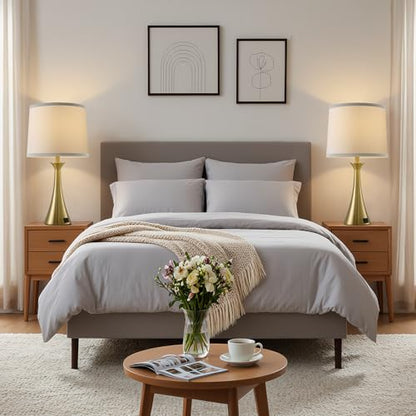 Touch Table Lamps Set of 2, 21" Bedside Lamps with USB C+A - color: Gold & White Shade