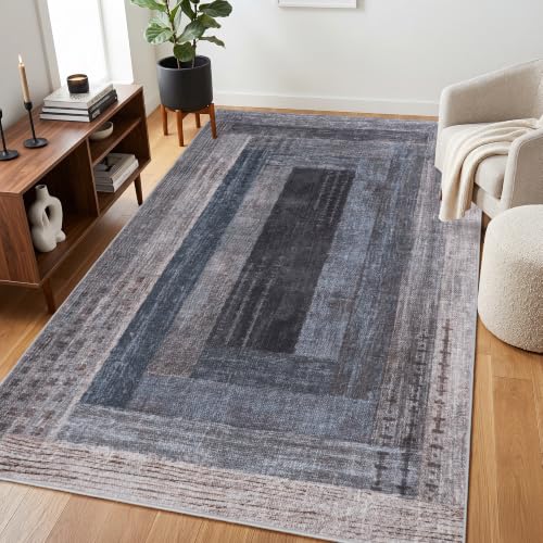 Neutral Geometric Blue 4x6 ft Large Rug for Living Room Bedroom - color: Blue, size: 4' x 6' (Rectangular)