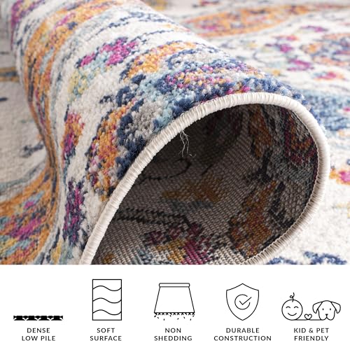 SAFAVIEH Madison Collection Runner Rug - 2'3" x 10', Cream & Multi, Boho Chic Glam Paisley Design, Non-Shedding & Easy Care, Ideal for High Traffic Areas in Living Room, Bedroom (MAD600B) - color: Cream/Multi, size: 2'3" x 10' (Runner)
