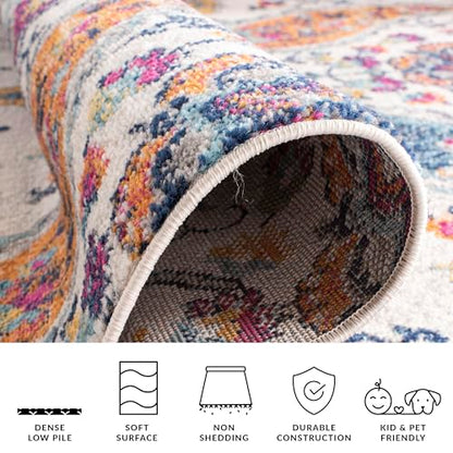 SAFAVIEH Madison Collection Runner Rug - 2'3" x 10', Cream & Multi, Boho Chic Glam Paisley Design, Non-Shedding & Easy Care, Ideal for High Traffic Areas in Living Room, Bedroom (MAD600B) - color: Cream/Multi, size: 2'3" x 10' (Runner)