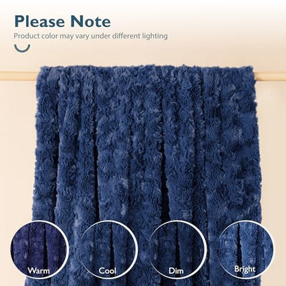 ALPHA HOME, Fluffy Polyester Throw Blanket, Throw Size, Navy - color: Navy, size: Throw