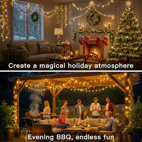 suddus String Lights Indoor Plug in 200 LED Christmas Lights Warm White - color: Warm White, size: 200LED