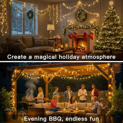 suddus String Lights Indoor Plug in 200 LED Christmas Lights Warm White - color: Warm White, size: 200LED