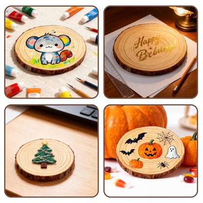FSWCCK 6 Wood Slices 6-7in, Unfinished Bark Discs for Centerpieces - size: 6 Pcs 6"-7"