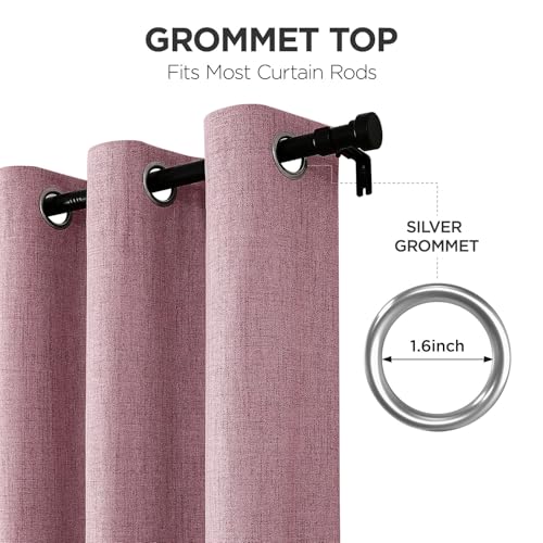 Joydeco Blackout Curtains 84 Inches Long 2 Panels Burg, Room Darkening Curtains for Bedroom, 100% Black Out Textured Thermal Drapes Privacy Protection 2 Panels Set(W52 x L84 Inch, Pink) - color: Light Pink, size: 52"W x 84"L (Pack of 2)