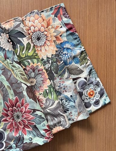 Bohemian Floral Dahlia Scroll Paisley Window Valance 52x16 Inches - color: Dahlia-gray