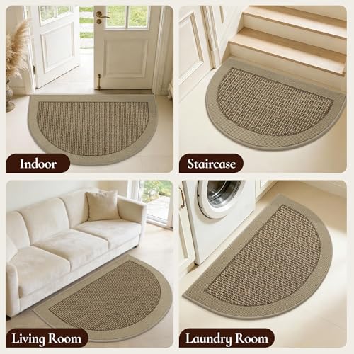 Dirt Trapper Door Mats 17" x 30", Non-Slip & Washable, Beige - color: Beige, size: 17" X 30" (Semicircular)
