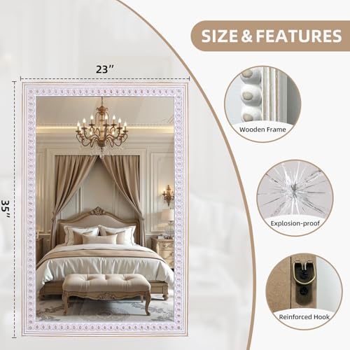 36x24 Inch Rectangle Wall Mirror, Wooden Rectangular Bathroom Mirrors - color: Style 2
